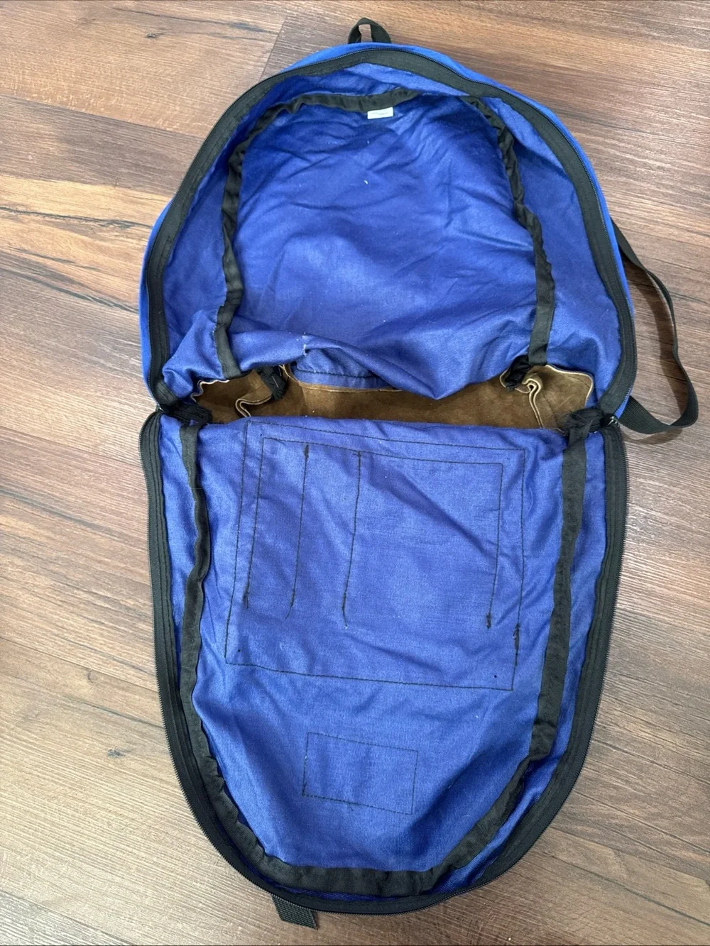 Vintage Jansport Backpack Suede Leather Bottom Retro 90’s Book Bag Blue